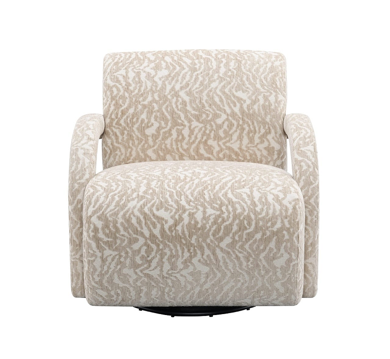 Кресло-качалка вращающееся Hush 89 см, фактурный жаккард (бежево-кремовый)