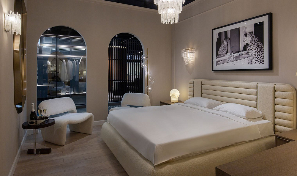 Кровать Наоми 180, кремовое букле