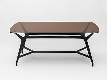 Стол обеденный прямоугольный Эш, стеклянная столешница