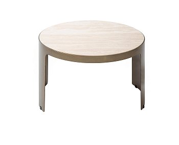 Приставной стол Матиас круглый, столешница из травертина