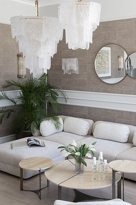 Приставной стол Карон круглый, столешница из травертина