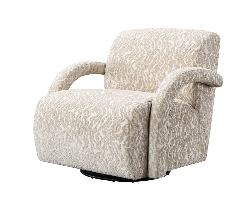 Кресло-качалка вращающееся Hush 89 см, фактурный жаккард (бежево-кремовый)