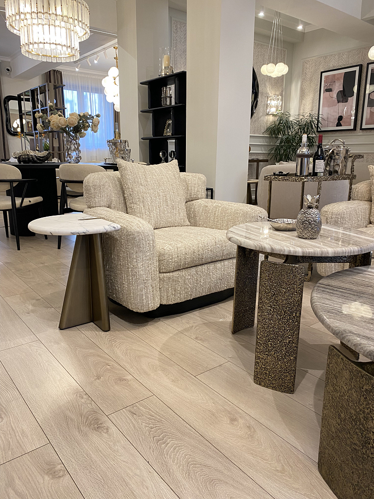 Приставной стол Мауро фигурный, столешница из мрамора Турция 