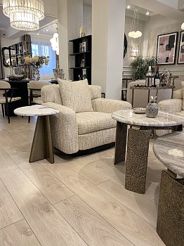 Приставной стол Мауро фигурный, столешница из мрамора Турция 