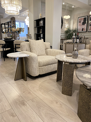 Приставной стол Мауро фигурный, столешница из мрамора Турция