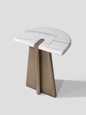 Приставной стол Mauro фигурный, столешница из мрамора Турция