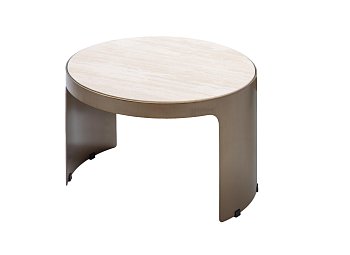 Приставной стол Матиас круглый, столешница из травертина