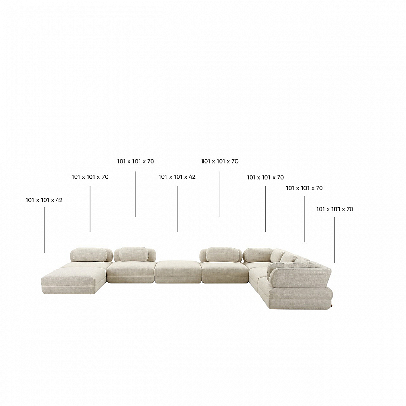 Диван модульный Сонора 10 конфигураций, светлый шенилл
