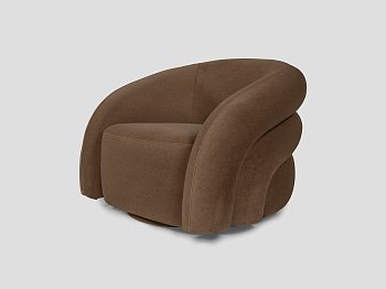 Вращающееся кресло Liam 94 см, коричневый велюр
