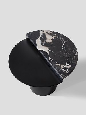 Приставной стол Mavor круглый, столешница металл и мрамор Турция