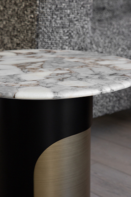 Приставной стол Нортон круглый, столешница из мрамора 
