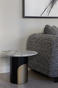 Приставной стол Нортон круглый, столешница из мрамора 