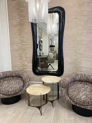 Приставной стол Карон круглый, столешница из травертина