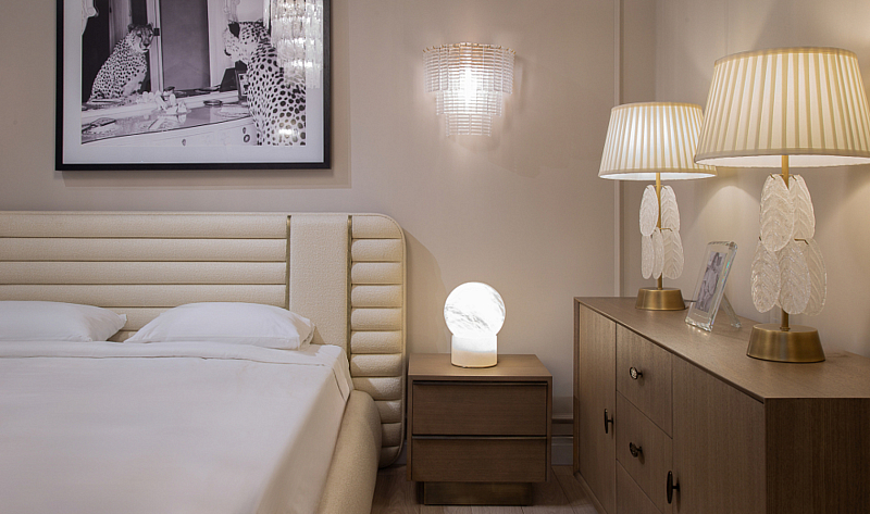 Кровать Наоми 180, кремовое букле