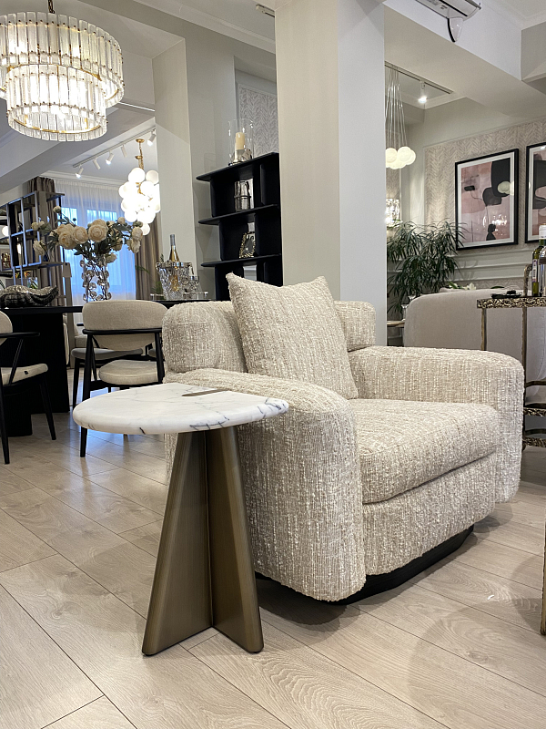 Приставной стол Мауро фигурный, столешница из мрамора Турция 